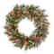 30&#x22; Frosted Pine Berry Collection Wreaths with Big White Edged Pine Cones, Red Berries, Silver Glittered Eucalyptus Leaves &#x26; Warm White LED Lights